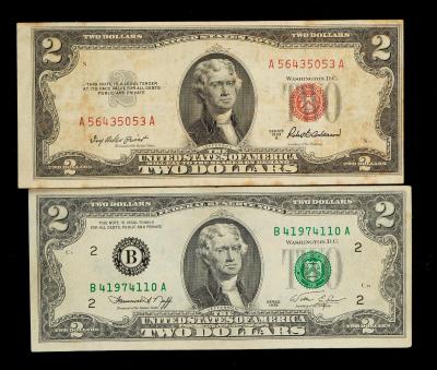 赵涌在线(zhaoonline)_外国纸钞_1953年,1936年美国2美元各一枚,共二