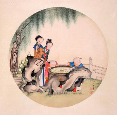 焦秉贞【款】婴戏图