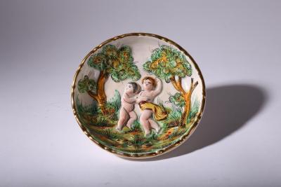 意大利回流阳刻亚当夏娃镀金边盘