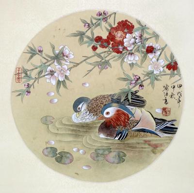赵涌在线(zhaoonline)_花鸟_喻继高 桃花鸳鸯_图_400*400