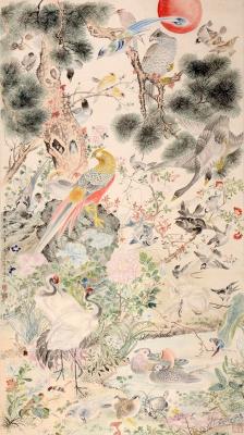 趙湧在線(zhaoonline)_花鳥_顏伯龍 百鳥朝鳳_圖_400*400