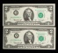 1976年美國2美元紙鈔連號二枚（A02566604A-605A）