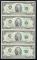 1976年美國2美元四連體紙鈔一枚