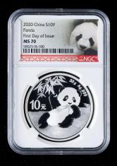 2020年熊猫30克普制银币一枚（首日发行、带包装、NGC MS70）