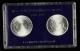 上海造幣廠鑄中國機製銀元鑄行一百周年紀念章二枚一套（直徑：40mm、帶盒、帶說明書）