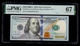 2009年美国100美元纸币（PMG 67EPQ、LL65823333G、狮子号）
