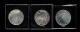 1990年、1994年、1997年美國鷹洋1盎司銀幣各一枚，共三枚