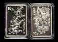 赵涌在线_钱币类_1997年中国近代国画大师齐白石1盎司长方形精制银币二枚一套