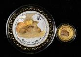 2008年澳大利亚鼠年生肖彩色金银币二枚一套（含1/10盎司金、1盎司银）