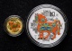 2014年甲午馬年生肖精製彩金銀幣二枚一套（含1/10盎司金、1盎司銀）