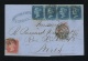英國1858年倫敦寄巴黎封、貼雙星藍便士四枚、雙星紅便士一枚、銷倫敦戳