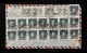 1950年上海航空寄美國封、貼華東區毛像200元四連、加蓋華東區中華人民郵政1000元15連、銷5月19日上海戳
