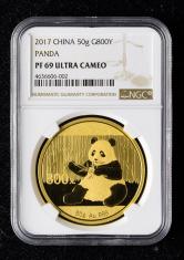 2017年熊猫50克精制金币