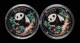 1998年熊貓1/2盎司普製彩銀幣二枚