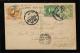 1913年國內寄比利時布魯塞爾五色旗1分郵資片、加貼民光複2分、共和1分各一枚、銷正月十五日戳、天津中轉戳、落戳（加貼光複、共和紀念郵票寄國外五色旗郵資片、少見）