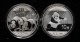 2013年、2014年熊貓1盎司普製銀幣各一枚，共二枚