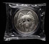 五福生肖狗宝石镶嵌系列-萨摩耶2盎司银章