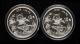 1996年熊貓1盎司普製銀幣二枚