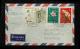 1956年澳門經香港航空寄捷克斯洛伐克封、貼澳門花卉等郵票四枚、銷6月13日澳門戳