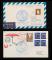1977年日本東京航空寄天津首航封、明信片各一件、貼日本郵票六枚（部分票四方連）、銷日本戳、紀念戳