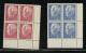 1964年聯邦德國總統呂貝克人物郵票帶數字直角邊四方連新二件