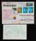 2003年長春首日航空掛號寄香港JP115郵資片一套、加貼普票四枚、銷7月15日長春戳、香港落戳（含掛號收據）