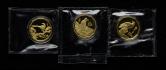 1994年、1995年、1997年中国近代名画飞禽1/2盎司十二边形精制金币各一枚，共三枚