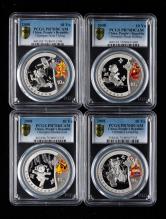 2008年第29届奥运第（1）组1盎司精制彩银币四枚一套（带证书）