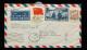 1951年武昌航空經廣州寄美國封、貼紀6（5-4）原版、紀8（3-3）原版、普1（1萬元）各一枚、銷武昌戳、廣州中轉戳