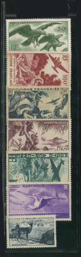 法属圭亚那、马提尼克1947年风光新各三全、安道尔1950年羚羊新全