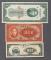 民國十九年中央銀行上海地名關金貳拾圓、民國三十年中央銀行貳拾圓、民國三十四年中央銀行東北九省流通券壹佰圓各一枚，共三枚
