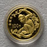 1988年中國珍稀動物第（1）組-金絲猴8克精製金幣